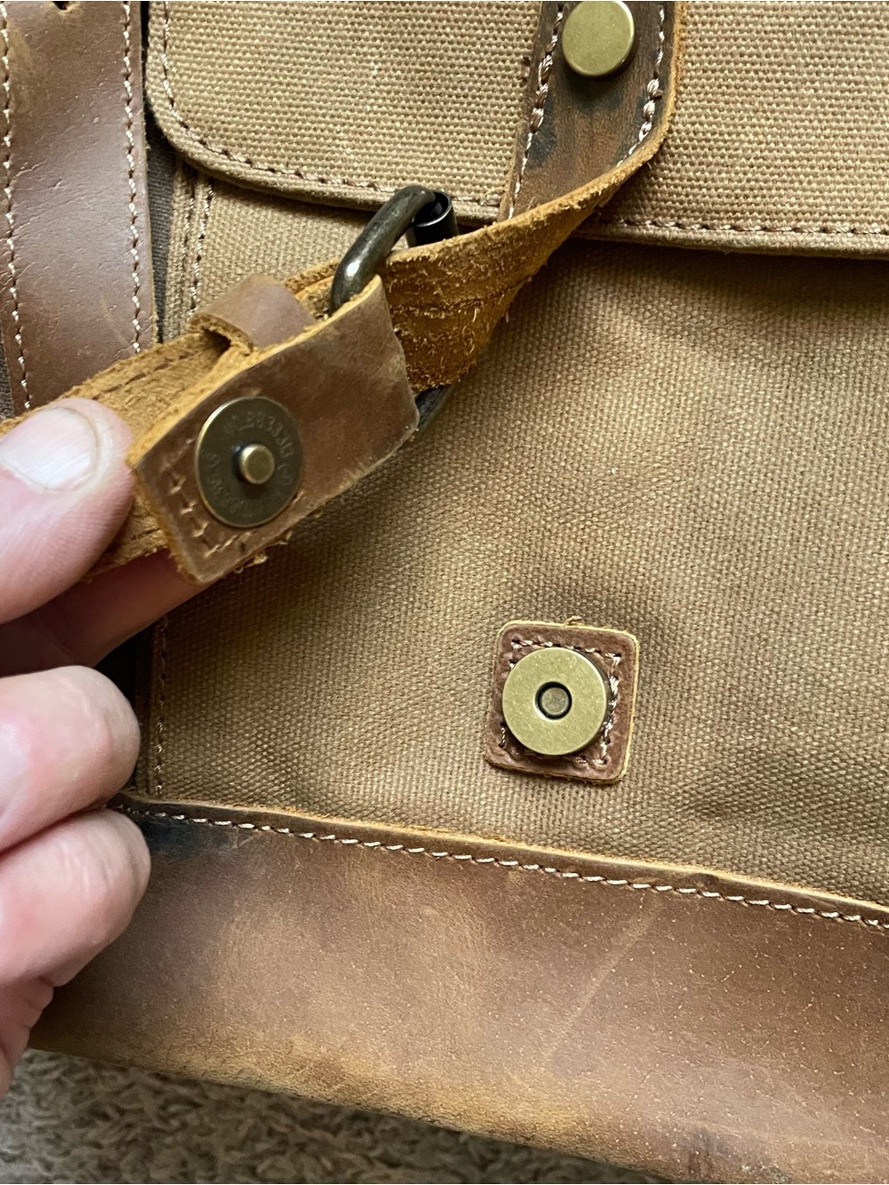 Waxed Canvas & Leather Retro School Backpack Rucksack Travel Hiking Laptop - Picture 2 of 15